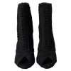 Black Tulle Stiletto Heels Short Boots Shoes - Image 4