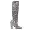 Silver Sequined High Boots Stretch Shoes - Image 3