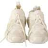 White Fabric Suede Sorrento Lace Up Sneakers Shoes - Image 4