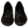 Black Floral Lace Loafers Flats Shoes - Image 2