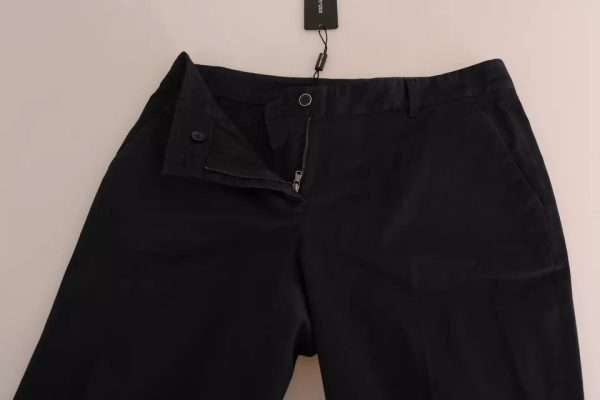 Black Cotton Cropped Capri Pants - Image 7