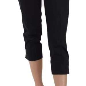 Black Cotton Cropped Capri Pants