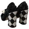 Black Floral Embellish Heels Mary Janes Pumps Shoes - Image 8