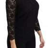 Black Lace Long Sleeve Blouse Nylon Top - Image 2