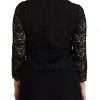 Black Lace Long Sleeve Blouse Nylon Top - Image 5