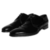 Black Calfskin Leather Derby Men Dress Shoes - Image 4