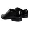 Black Calfskin Leather Derby Men Dress Shoes - Image 5