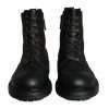 Black Lace Up Mid Calf Boots Men Shoes - Image 2
