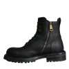 Black Lace Up Mid Calf Boots Men Shoes - Image 5