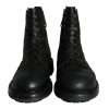 Black Lace Up Mid Calf Boots Men Shoes - Image 2