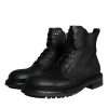 Black Lace Up Mid Calf Boots Men Shoes - Image 3