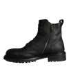 Black Lace Up Mid Calf Boots Men Shoes - Image 5