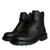 Black Lace Up Mid Calf Boots Men Shoes - Image 3
