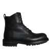 Black Lace Up Mid Calf Boots Men Shoes - Image 5