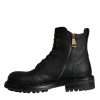 Black Lace Up Mid Calf Boots Men Shoes - Image 6