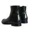Black Calf Leather Men Ankle Boots Men Shoes - Image 4