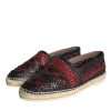 Black Maroon Woven Leather Buffalo Men Espadrille Shoes - Image 3
