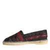 Black Maroon Woven Leather Buffalo Men Espadrille Shoes - Image 4