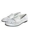 White Woven Leather Slip On Loafers Men Shoes - Image 3
