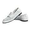 White Woven Leather Slip On Loafers Men Shoes - Image 8