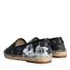 Black Floral Cotton Leather Espadrilles Shoes - Image 4