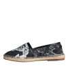 Black Floral Cotton Leather Espadrilles Shoes - Image 5
