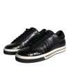 Black Leather Men Low Top Sneakers Shoes - Image 3