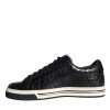 Black Leather Men Low Top Sneakers Shoes - Image 4