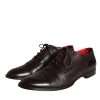 Brown Calfskin Leather Lace Up Oxford Shoes - Image 3