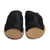 Black Monochrome Braided Raffia Slides Shoes - Image 2