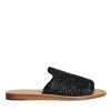 Black Monochrome Braided Raffia Slides Shoes - Image 4