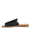 Black Monochrome Braided Raffia Slides Shoes - Image 5