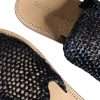 Black Monochrome Braided Raffia Slides Shoes - Image 8