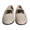 Beige Leather Logo Plaque Slip On Men Loafers Shoes - Image 2