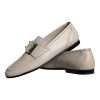 Beige Leather Logo Plaque Slip On Men Loafers Shoes - Image 7