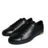 Black Gold Leather Classic Sneakers Shoes - Image 3
