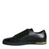 Black Gold Leather Classic Sneakers Shoes - Image 5