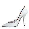 White Crystal Leather High Heels Pumps Shoes - Image 5