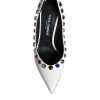 White Crystal Leather High Heels Pumps Shoes - Image 8