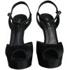 Black Leather Platform Heels Sandals Shoes - Image 2