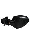 Black Leather Platform Heels Sandals Shoes - Image 7