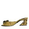 Yellow Leather Block Heels Slides Shoes - Image 5