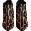 Brown Leopard Calf Fur Heels Ankle Boots Shoes - Image 2
