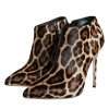 Brown Leopard Calf Fur Heels Ankle Boots Shoes - Image 3
