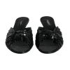 Black Leather Heels Slides Sandals Shoes - Image 2