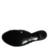 Black Leather Heels Slides Sandals Shoes - Image 6