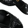 Black Leather Heels Slides Sandals Shoes - Image 7
