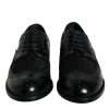 Black Leather Floral Lace Dress Formal Shoes - Image 2