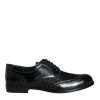Black Leather Floral Lace Dress Formal Shoes - Image 5