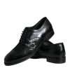 Black Leather Floral Lace Dress Formal Shoes - Image 7